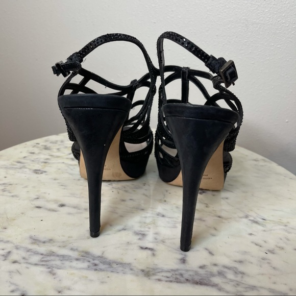 Vince camuto black sandals size 8.5 beaded - Picture 5 of 7